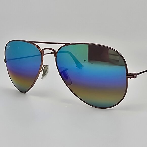 Ray-Ban RB3025 9018/C3 Bronze Frame Rainbow Mirror Glass Lens Aviator Sunglasses main image 7